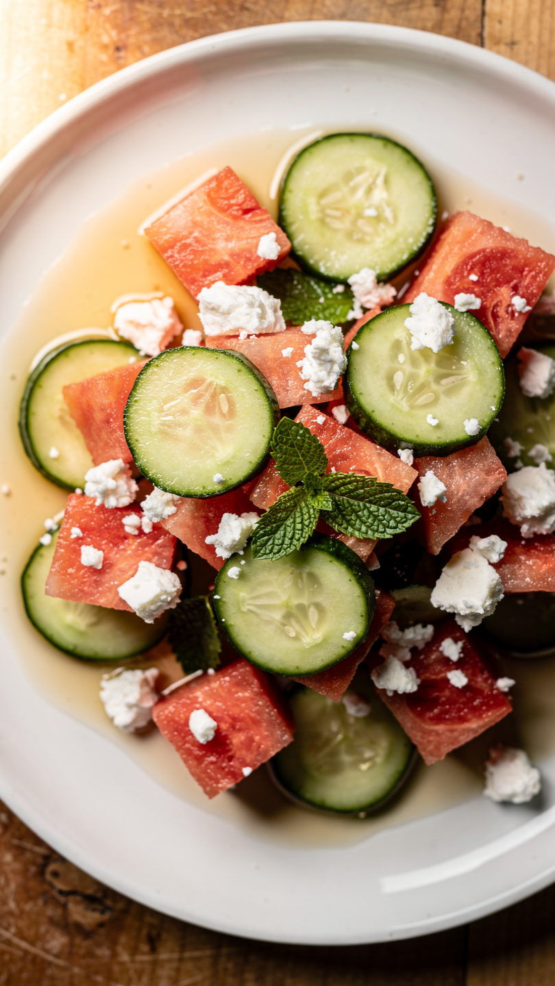Watermelon Cucumber Feta Salad