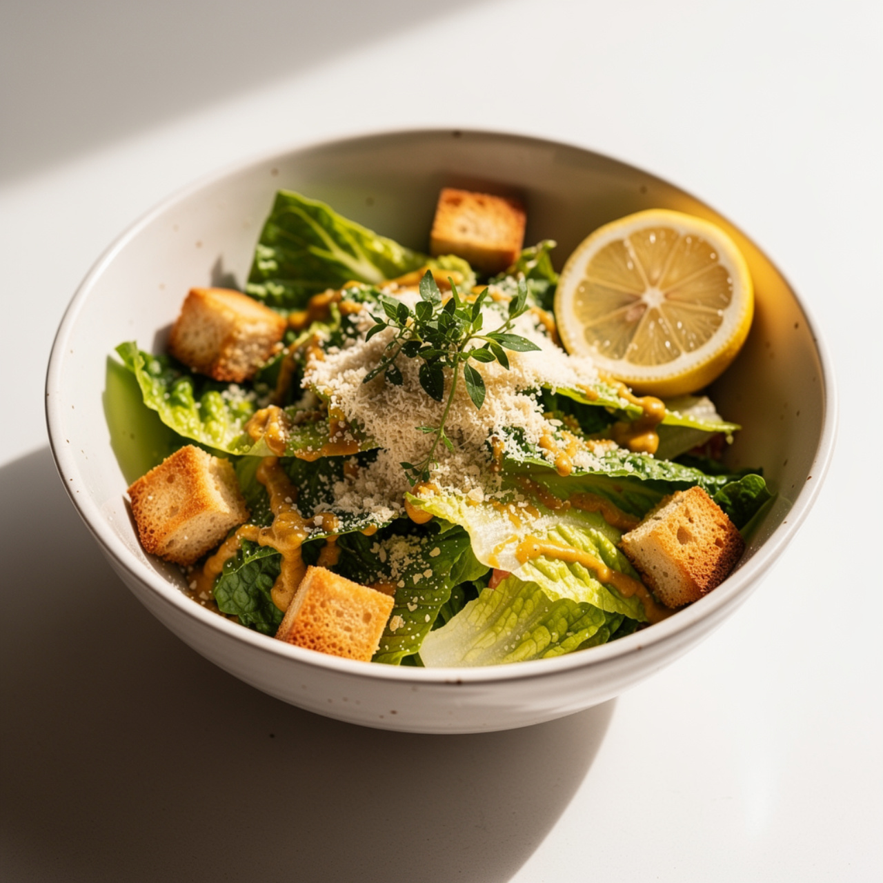 Creamy Vegan Caesar Salad with Crispy Chickpeas and Quinoa