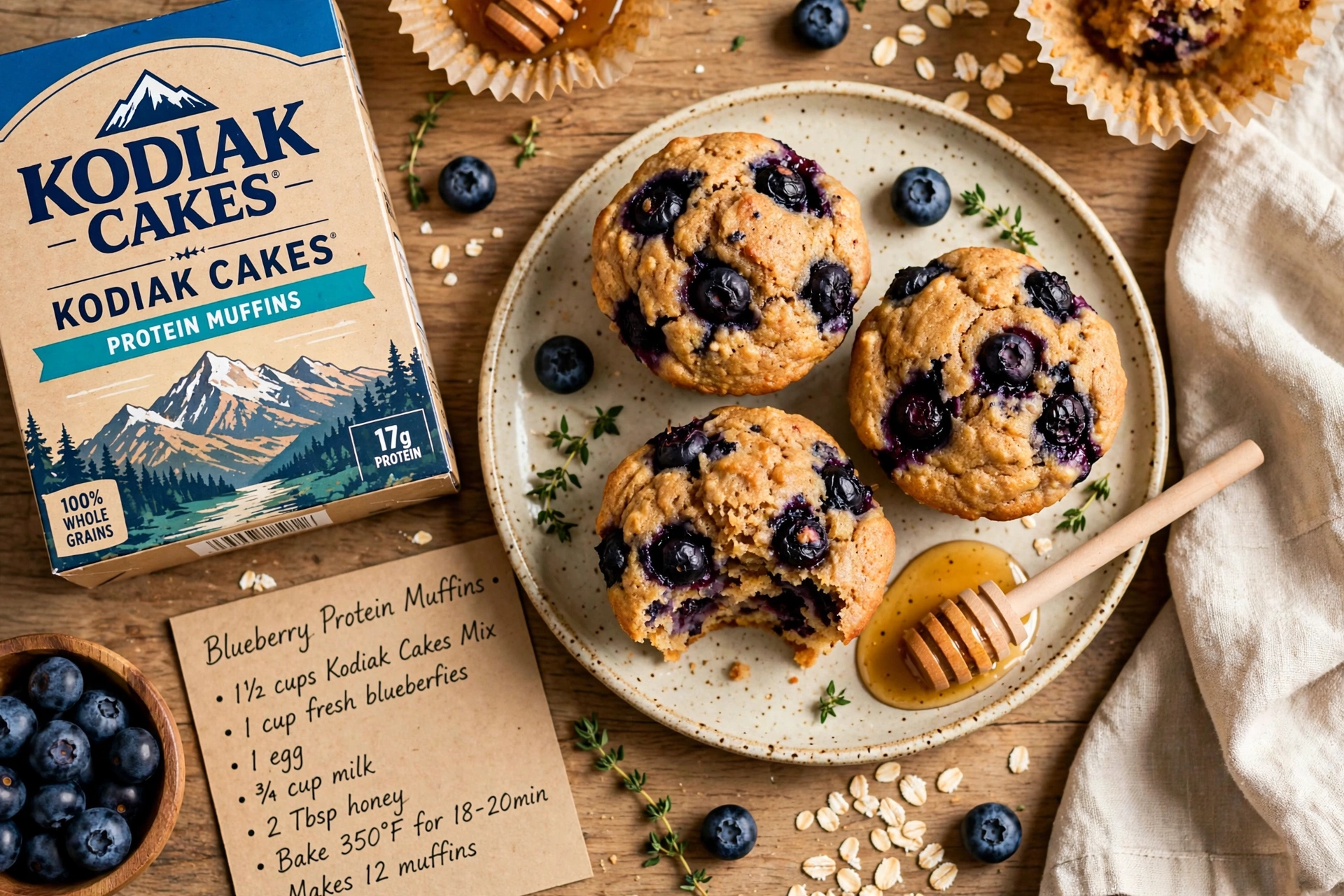 Kodiak Cakes Blueberry Protein Muffins